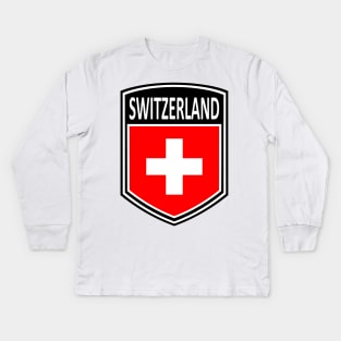 Flag Shield - Switzerland Kids Long Sleeve T-Shirt